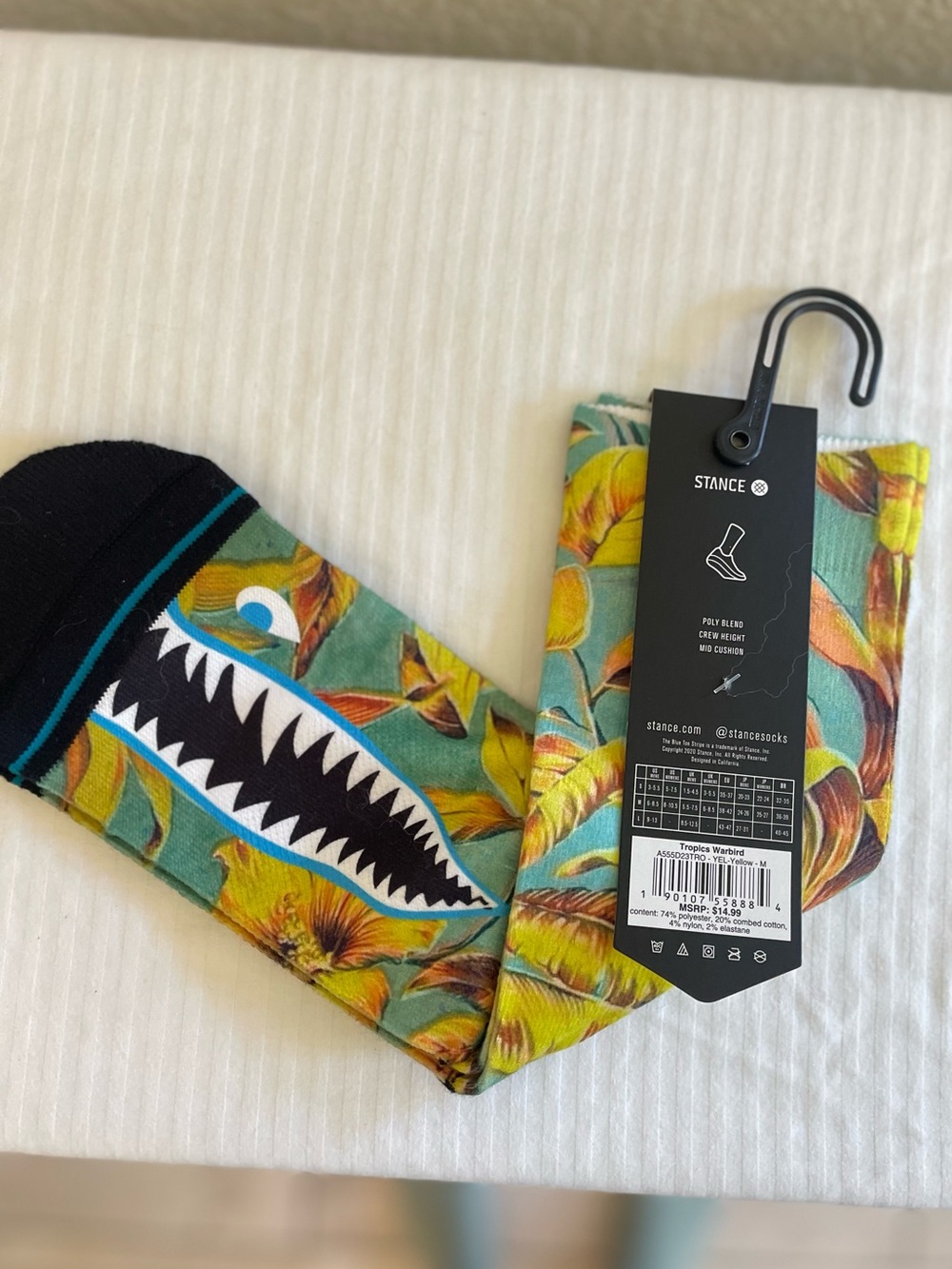 Stance Men's Tropical Shark Crew Socks - Teal/Yellow/Black